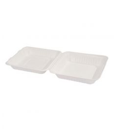 Essen To Go - Transportbox M/Deckel 23x23x5cm 50Stk Kompostierbar