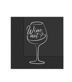 Servietten "Wine Not" 2-Lagig 25x25cm 50Stk Schwarz OKAY